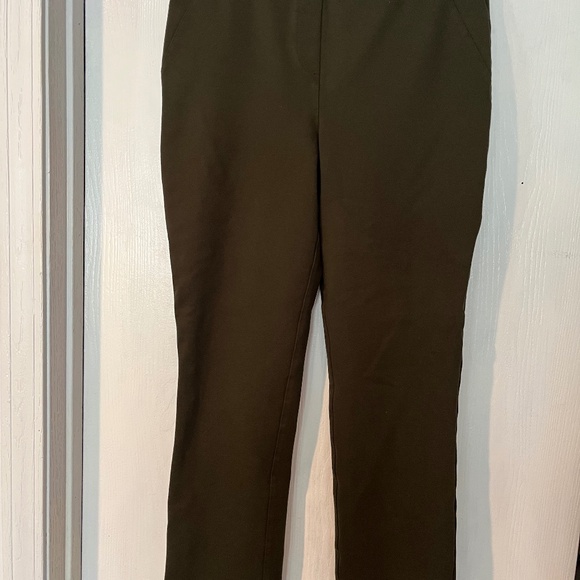 Quite Pullup Ponte Knit Stretch Pants - Olive Green L - Picture 1 of 7